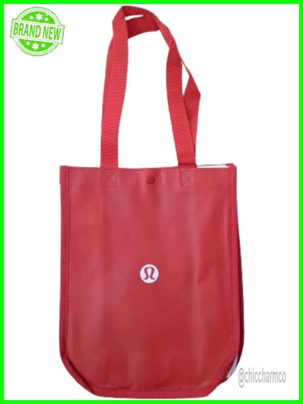 Recycled Plastic Tote Bag Small Utility Pocket Snap Closure